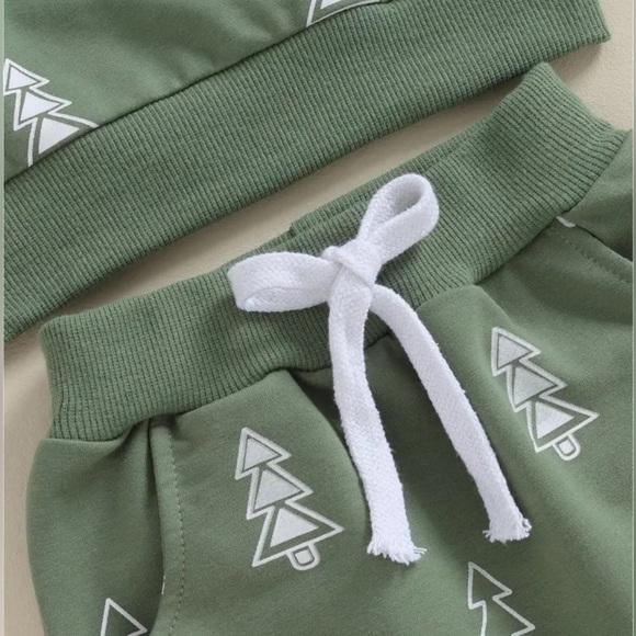 Toddler Baby Boy Christmas Tree Print Long Sleeve Crewneck Sweatshirt Tops Pants - Picture 3 of 5